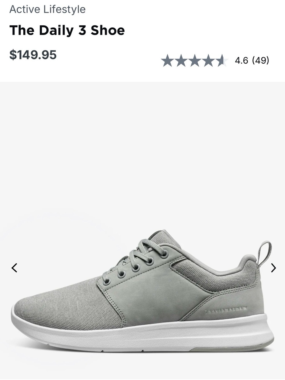 NWT Travis Mathew Men's Daily 3 Sneaker - Light Gray 9.5 Heather Sleet